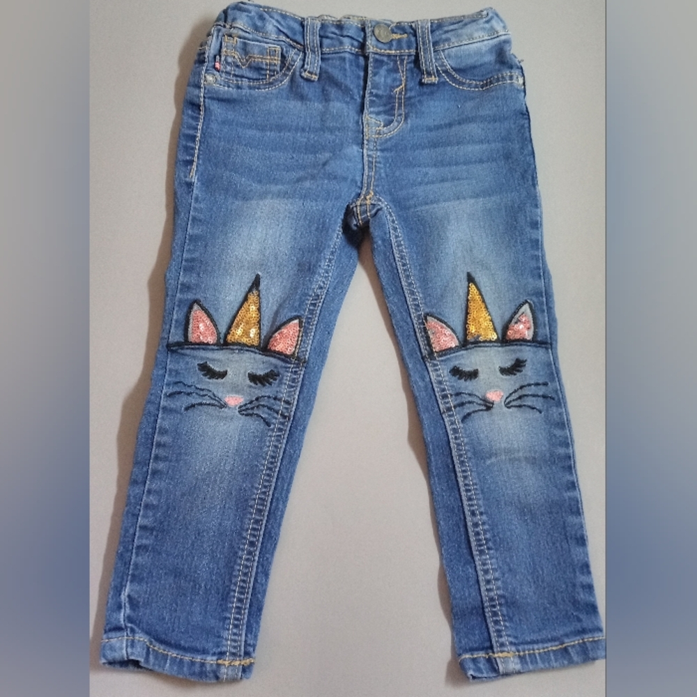 Vigoss Mouse Bling Knees Girls Size 2T Jeans Fairytale